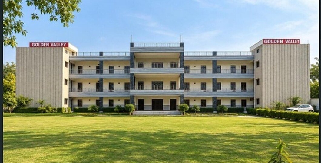 Golden Valley International School three-storey building and front lawn