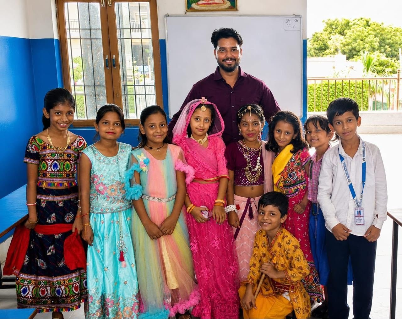 Students dressed up for a cultural costume day